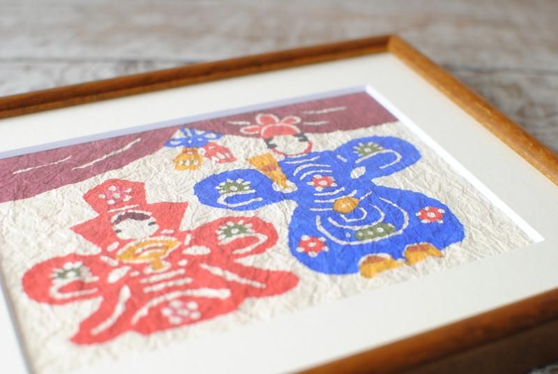 小田中耕一】型染め絵(額入り)お雛様 - 民藝のある暮し「手 小田中耕一】型染め絵(額入り)お雛様 - 民藝のある暮し「手
