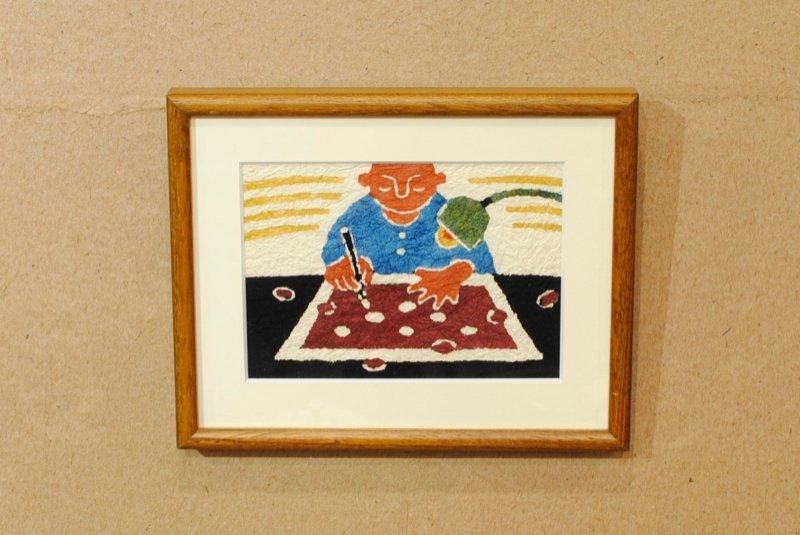 小田中耕一】型染め絵（額入り） 型染の型彫り - 民藝のある暮し「手