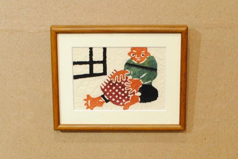 小田中耕一】型染め絵（額入り） 箕づくり - 民藝のある暮し「手