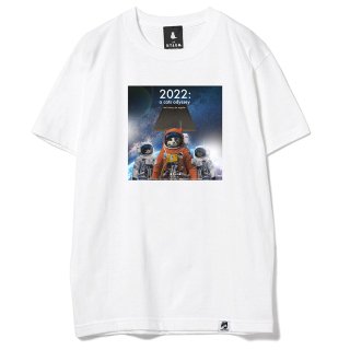 with NYAGO Tシャツ 2022年ニャンコの旅 宇宙柄 ホワイト-1022