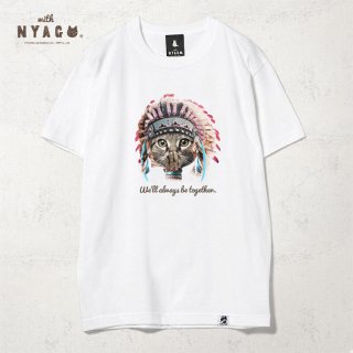 with NYAGO Tシャツ 【 インディアン ソラちゃん 肉球をペロペロするにゃ 1002 】