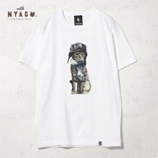 with NYAGO Tシャツ 【 パイロット ソラちゃん おすまし キジトラ 1009 】