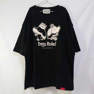 Dogs Rule!/ビッグシルエットTシャツ(ブラック)/愛犬とペアルック可