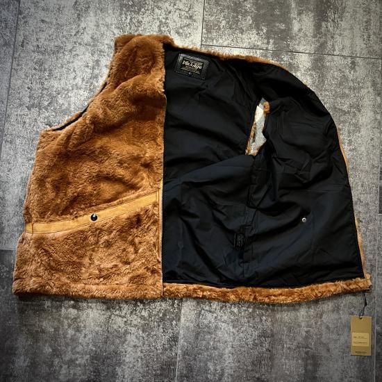 Vin&Age ESKIMO FUR VEST color：Gold Brown - FourSpeed LEATHERS