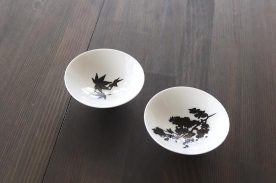 温感白盃 桜 紅葉 平盃ペア 丸モ高木陶器