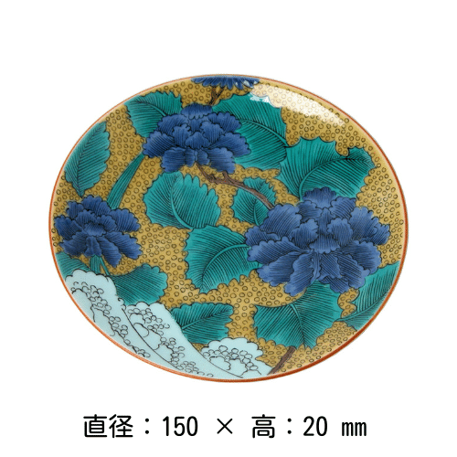 明治期 九谷焼 青手花生 アンティーク 共箱0806