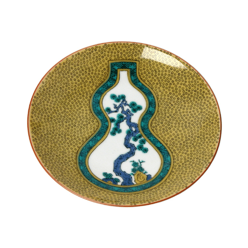 5号皿 古九谷色絵壺花鳥図 15cm（緑）青郊窯 M.STYLE ミヤザキ