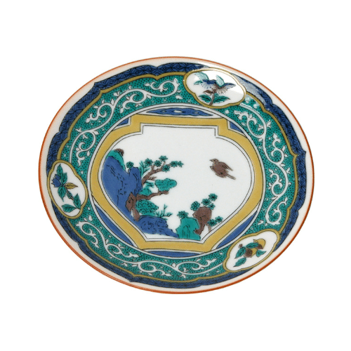 5号皿 古九谷色絵壺花鳥図 15cm(緑)青郊窯 M.STYLE ミヤザキ 5号皿 古九谷色絵壺花鳥図 15cm(緑)青郊窯 M.STYLE ミヤザキ