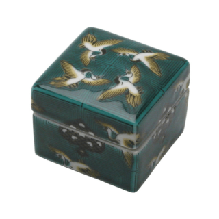 陶箱 鶴かるた文 5cm（緑）青郊窯 M.STYLE 磁器 九谷焼