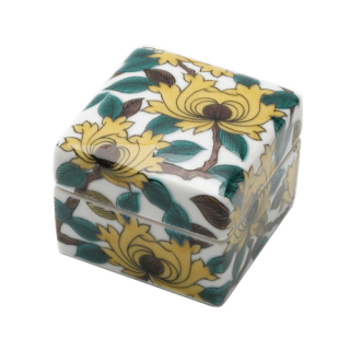 陶箱 色絵牡丹文 5cm（黄）青郊窯 M.STYLE 磁器 九谷焼