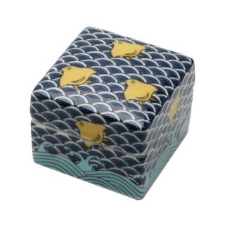 陶箱 青海波千鳥 5cm（青）青郊窯 M.STYLE 磁器 九谷焼