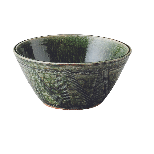 大鉢 28cm(緑)華織部 作山窯 陶器 美濃焼 和食器 - オシャレな 大鉢 28cm(緑)華織部 作山窯 陶器 美濃焼 和食器 - オシャレな