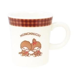 モンチッチ（チェック）マグ 8cm（白）金正陶器