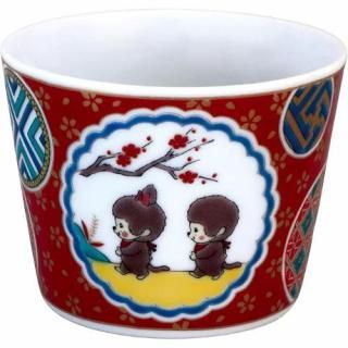 モンチッチ九谷焼 そばちょこ（庄三風彩色金蘭手）8cm（赤）金正陶器