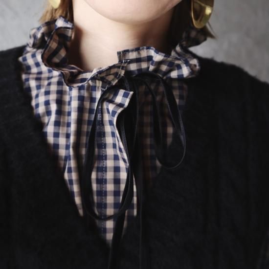 epa ribonn frill blouse&quot;CHECK&quot; チェックブラウス ribonn frill blouse
