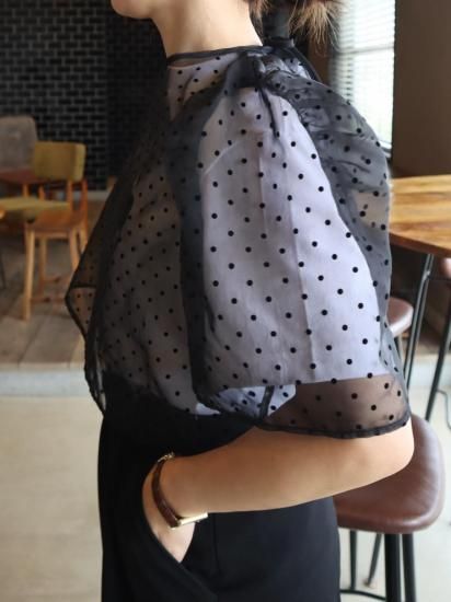 epa organdy dot blouse“BLK” ドットオーガンジー - メルカリ