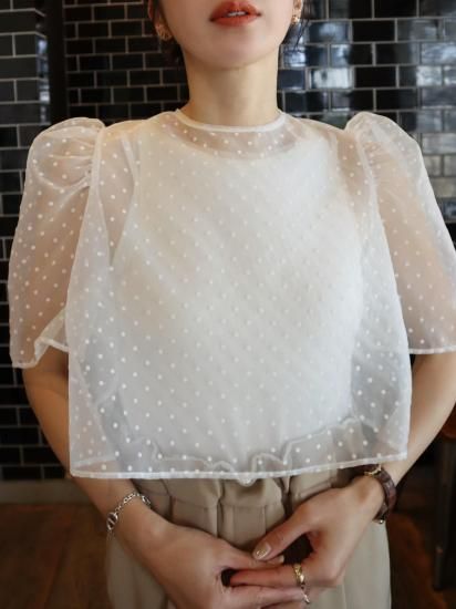 予約]organdy dot blouse“WHT” - ëpa