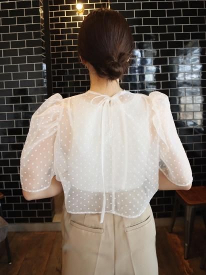 予約]organdy dot blouse“WHT” - ëpa