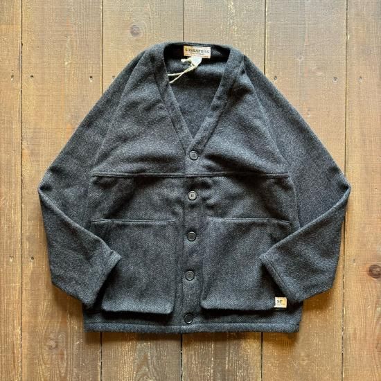 トップス SASSAFRAS Cardigan Jacket Charcoal SASSAFRAS】 Digs Crew Cardie Jacket 