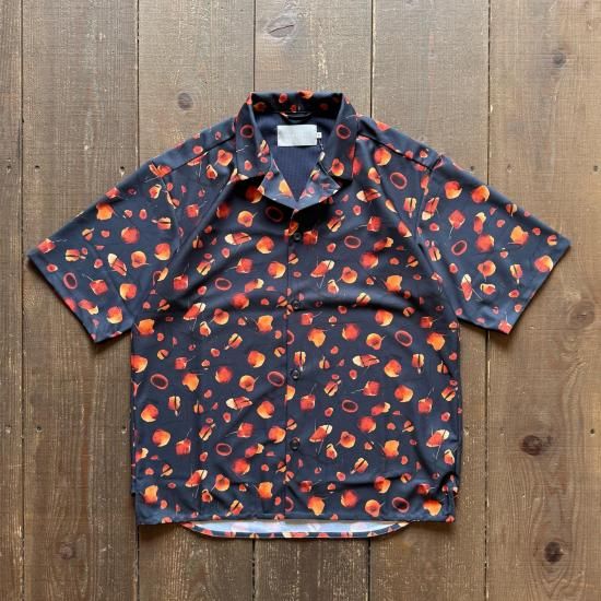 【CURLY＆Co.】TricotPrint OpenCollar Shirt CURLY&Co.】TRICOT PRINT OPEN COLLAR SHIRT -sunset droplets