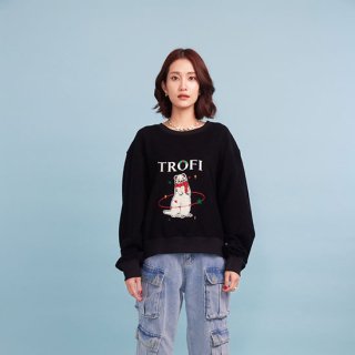 ڼTROFI My Fluffy Bleach Black Sweater