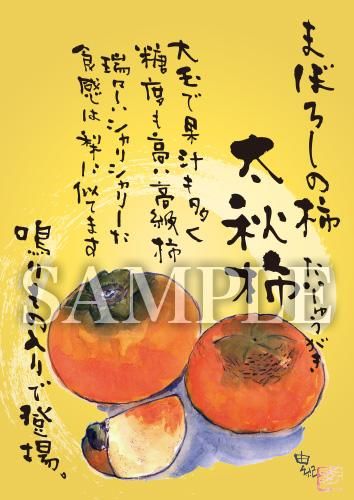 あったかいが 太秋柿 絵ハガキサイズ【B019A】 - あったかいが