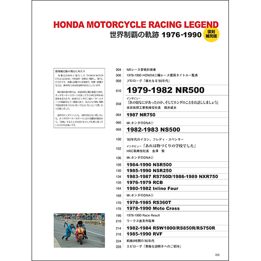 ホンダ・モーターサイクル・レーシング・レジェンド 復刻補完版