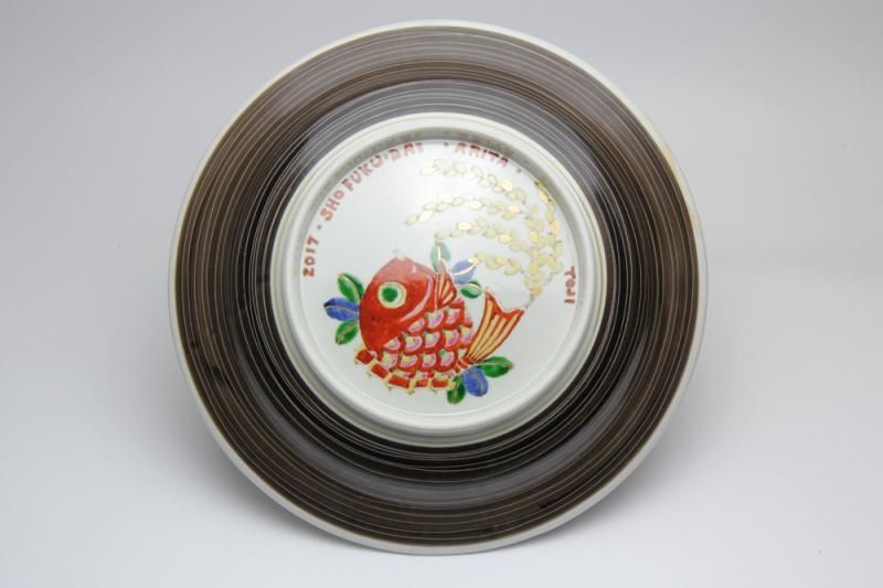 値下げしました☆【作家もの】【美品】絵付け大皿　鯛　めでたい！ 色絵祝い鯛大皿(木箱付)濱田高滋 - 暮らしを楽しむうつわ・作家