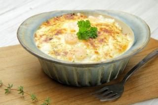 灰釉線彩グラタン皿・山本泰三