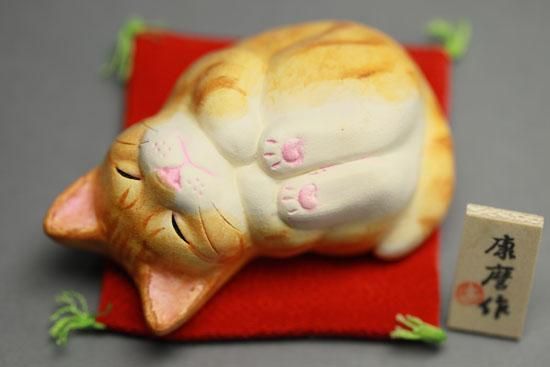 招き猫 小澤康麿 ねこ 置物 福猫 スコティッシュフォールド