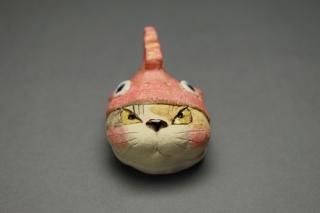 【新品】人気作家 岡村洋子 猫かぶりシリーズ ブルドッグ 置物 焼き物 人気作家 岡村洋子 猫かぶりシリーズ ブルドッグ 置物 焼き物