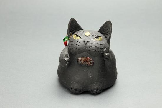 魔除け猫(黒)・岡村洋子 - 暮らしを楽しむうつわ・作家ものの和