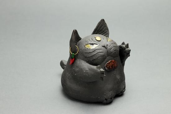 魔除け猫(黒)・岡村洋子 - 暮らしを楽しむうつわ・作家ものの和