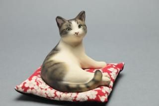 今月の作家もの和猫と花瓶 正絹とコットンリバーシブル