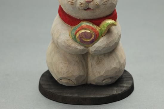 梅野浩壱　五雲猫　井波彫刻　南砺市岩屋『きぼりや梅福』木彫の猫 五雲猫・梅野浩壱 - 暮らしを楽しむうつわ・作家ものの和食器通販