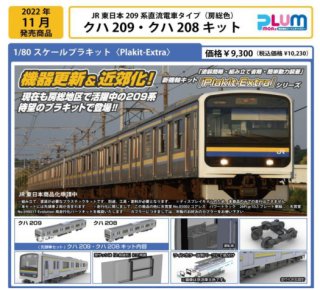 〔11月新製品〕　【HO】　PLUM　PP135　JR東日本209系直流電車タイプ（房総色）　クハ209・クハ208　2両キット