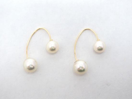 K18YG アコヤ真珠　ピアス アコヤ真珠ピアス（フックタイプ）K18 y-i-441 - 三重県真珠加工販売