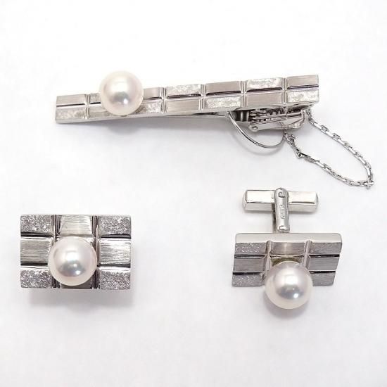 男性向け商品》アコヤ真珠タイバー・カフスセットy-t-006 | 三重 男性向け商品》アコヤ真珠タイバー・カフスセットy-t-006 | 三重