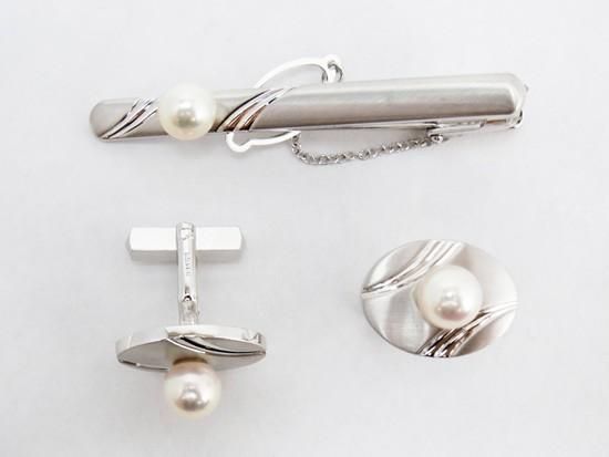 MIKIMOTO アコヤパール 真珠 カフスセット タイピン K18WG メンズなし保証期間