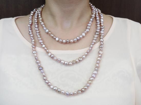 ≪160cm≫淡水バロックパールロングネックレス 約7.0-7.5mm ＜全2色