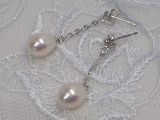 淡水パール ドロップピアス S