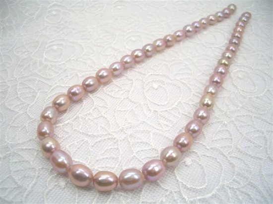 淡水真珠オーバルパールネックレス ピンクパープル y-n-183 | 三重県