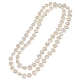 【全品ギフト包装】≪ 金具不使用 ≫ 淡水バロックパールオールノットネックレス 約9.0-11.0mm y-n-648