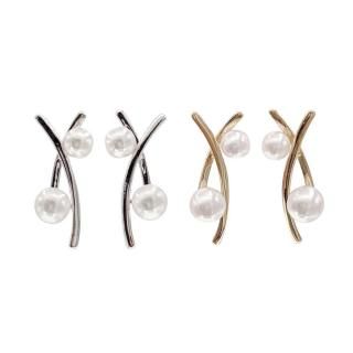 ≪全2種≫アコヤベビーパールデザインピアス 約3.0-4.0mm K18WG/K18YG y-i-474