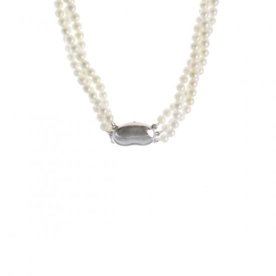 ≪無調色≫アコヤベビーパール3連ネックレス 約3.5-4.0mm y-n-668