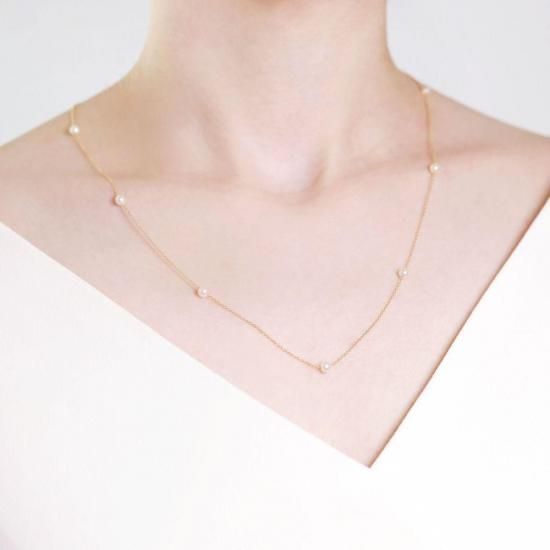 希少　あこやベビーパールネックレス　3.6ミリ〜4.7ミリ ≪希少≫アコヤベビーパールステーションネックレス 約3.5-4.0mm K18