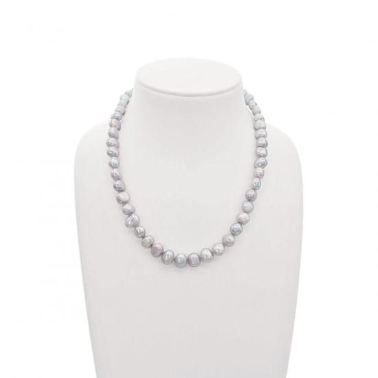 ≪ バロックパール ≫ 淡水真珠ネックレス（グレー/ホワイト） 約8.0