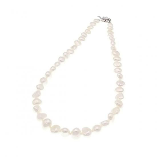 ≪ バロックパール ≫ 淡水真珠ネックレス（グレー/ホワイト） 約8.0