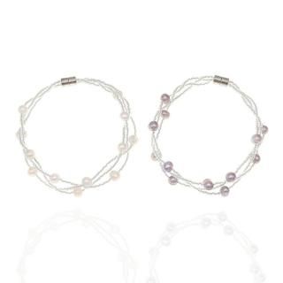 【全品ギフト包装】≪ 手軽に華やか ≫ 淡水パールデザインブレスレット 約5.0-6.0mm 真鍮 y-v-072