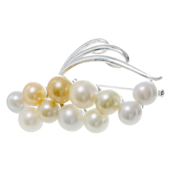 白蝶真珠マルチカラーブローチ